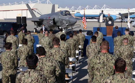 Vice Presdient Mike Pence spoke to sailors on the tarmac at NAS Lemoore. 